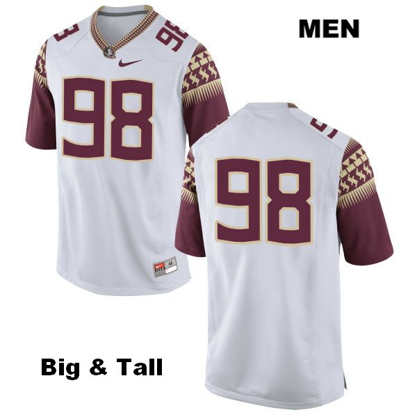 Men's NCAA Nike Florida State Seminoles #98 Tre Lawson College Big & Tall No Name White Stitched Authentic Football Jersey PFC7369VJ